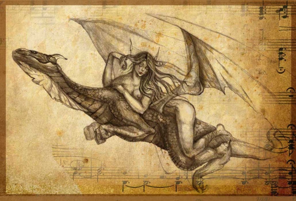 Эльфийка на драконе